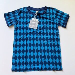 NWT Kate Quinn Organics Azure Harlequin Bamboo Tee 6 Years